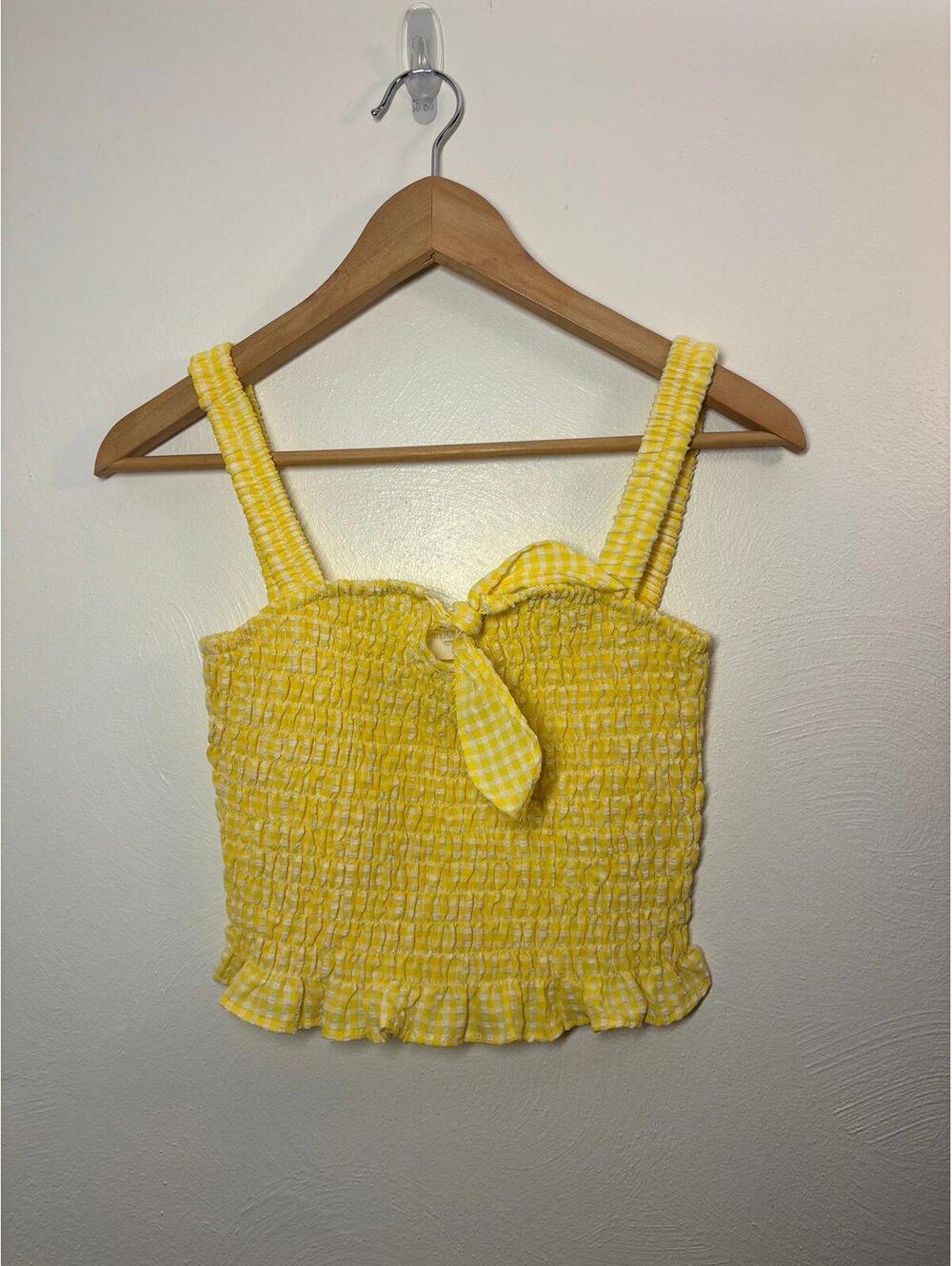 Sienna Sky Yellow Smocked Crop Top Size XS